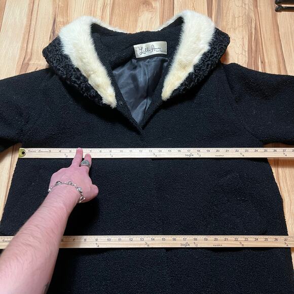 VINTAGE 50s Lilli Ann Persian Lamb Mink Fur Coat Size XL Glam Rare Hollywood - Picture 3 of 6